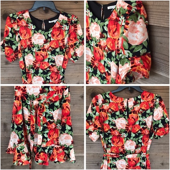 Collective Concepts Floral Scoop Neck S/S Dress M - Picture 6 of 8